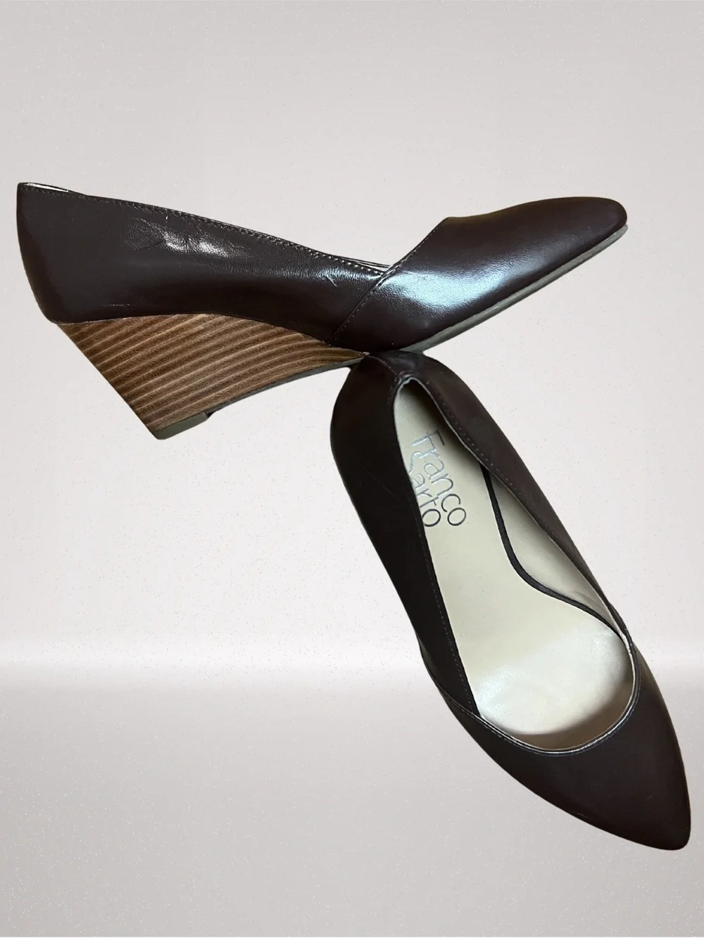 Franco Sarto Women’s Brown Pointed Toe Wedge Pumps Size 6.5